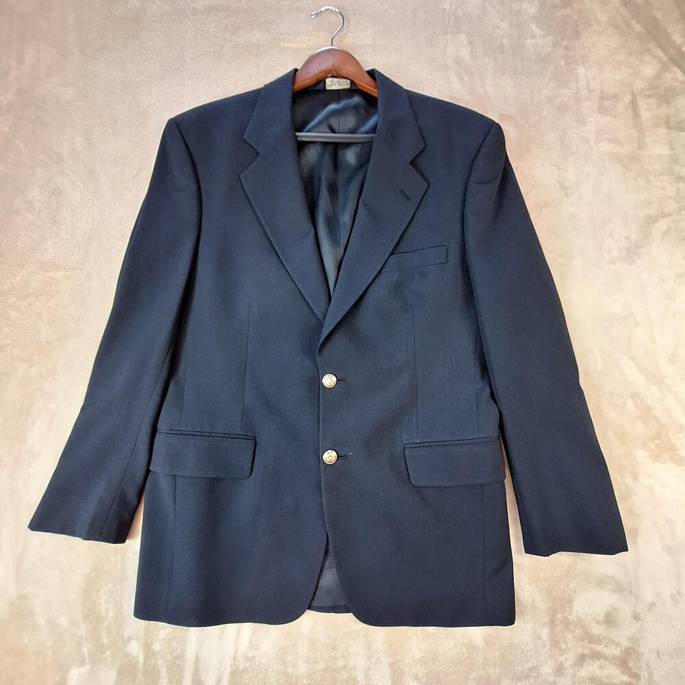 Jos A Bank Blazer Mens 39R Navy Blue Wool Executive Collection Single Vent
